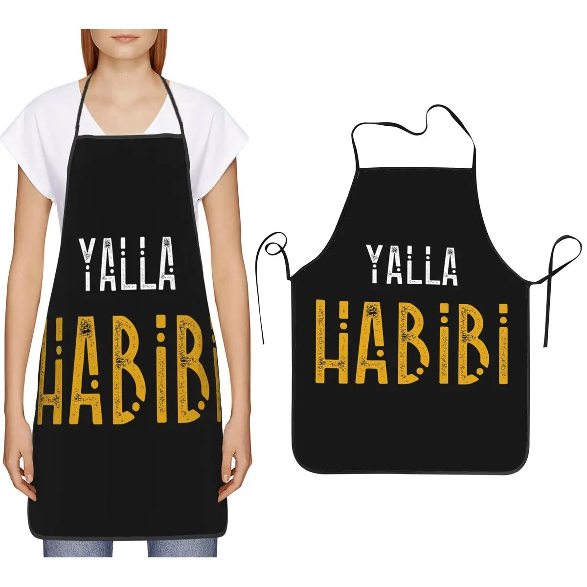 

YALLA HABIBI Фартуки шеф-повара для приготовления пищи, выпечки, нагрудник без рукавов, кухонный сарафан для уборки для женщин и мужчин, садоводства