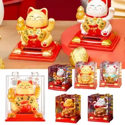 Zhaocai Cat Decoration With Solar Energy Automatic Shaker Creative Cake Decoration Gifts Lucky Cat Statue
