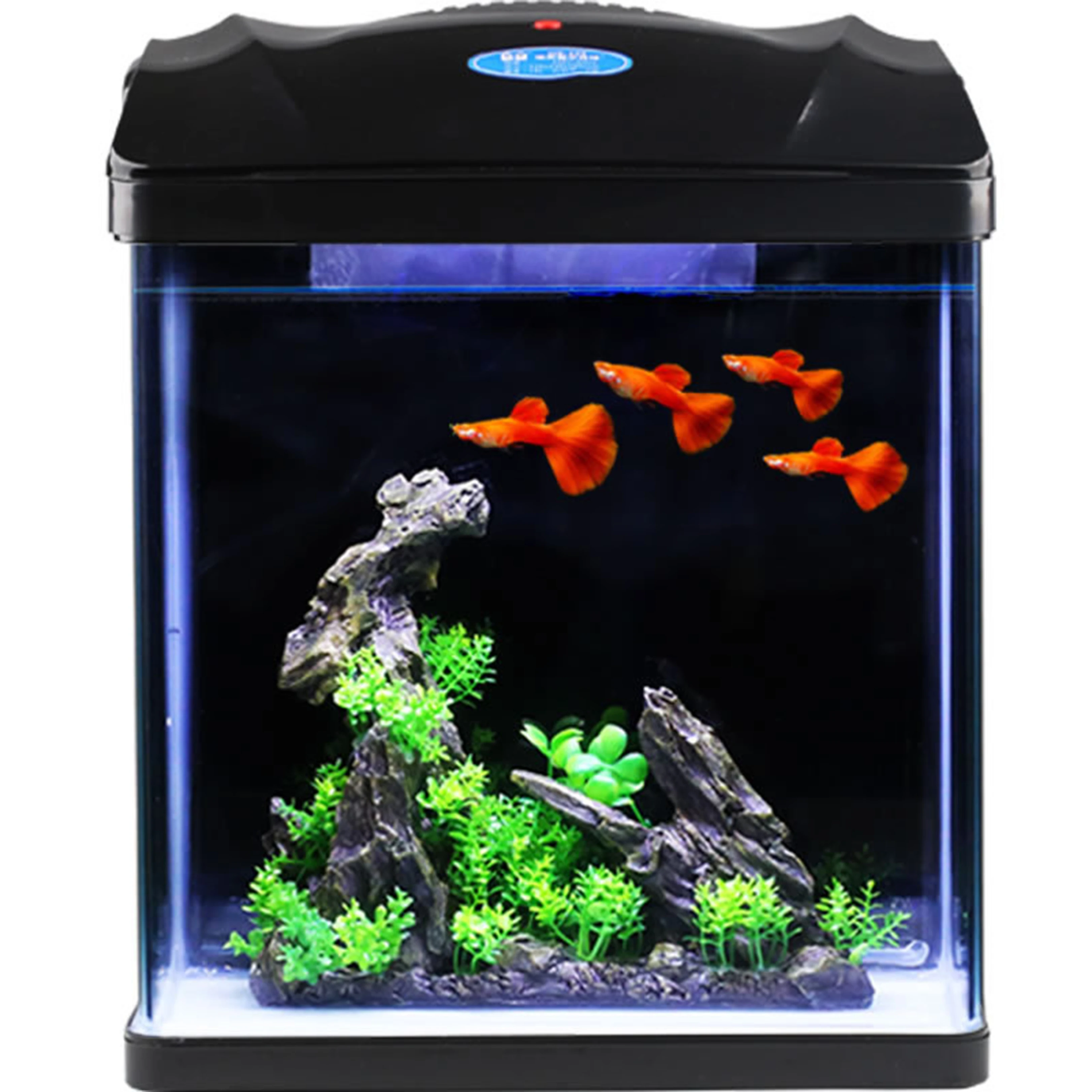 Desktop Smart Aquarium Fish Tank With LED Lighting and Filter clear Glass Fish tank Water Aquarium tank Home Desktop Decoration