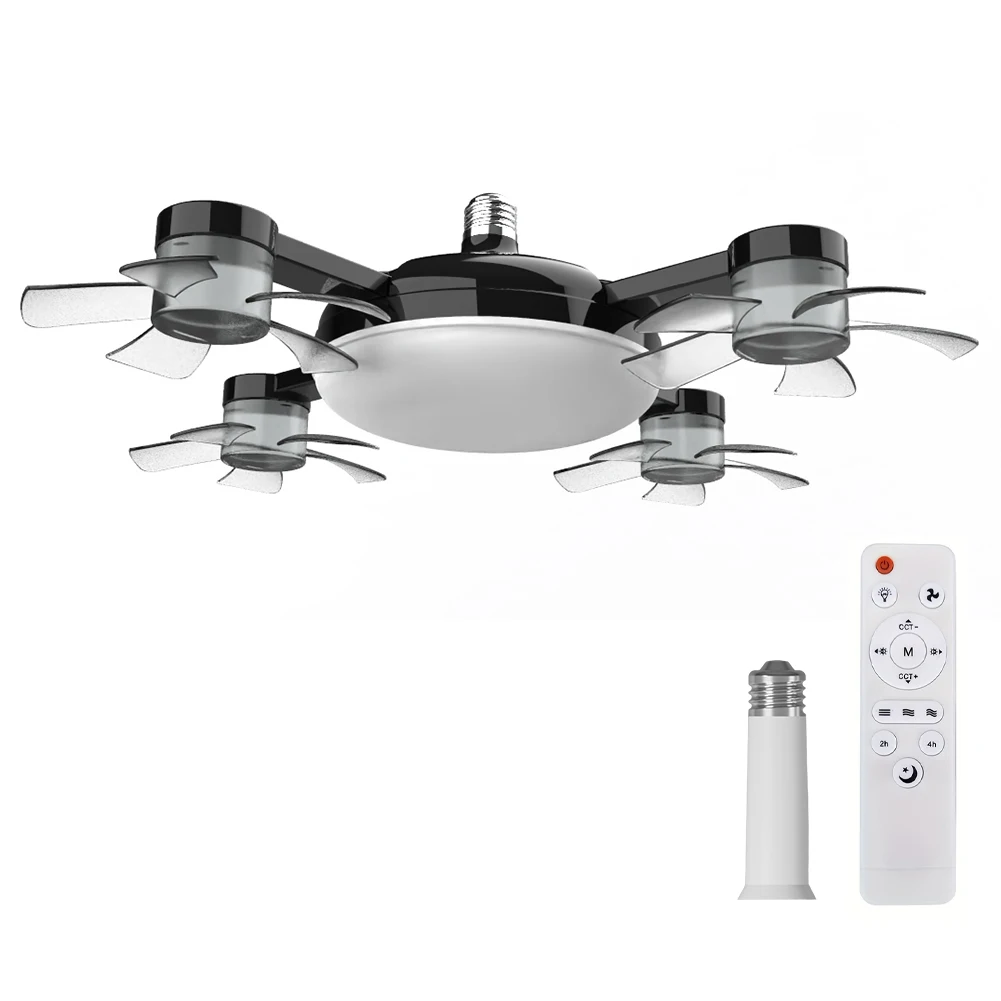 

Подвесной вентилятор 2 в 1, светодиодный светильник, пульт дистанционного управления E27 E26, универсальный затемняющий вентилятор для дрона для столовой, спальни, гостиной