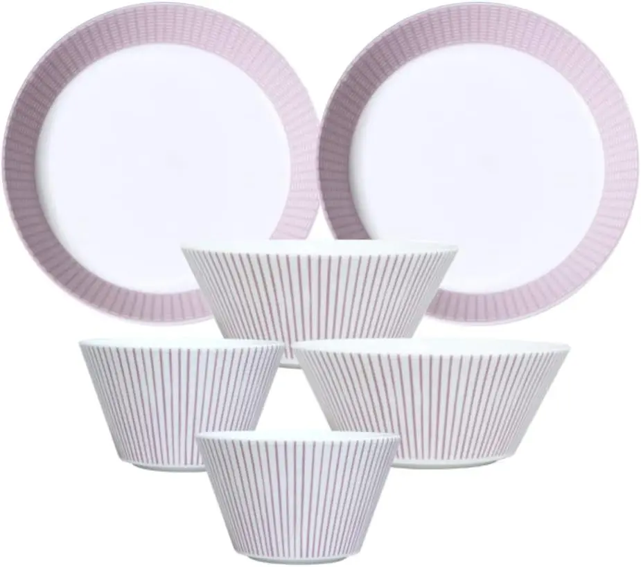 

Korean Fine Bone China [Cozy Pink] 6-Piece Gift Set, Dinnerware, Dojagi, bowls, Service for 2