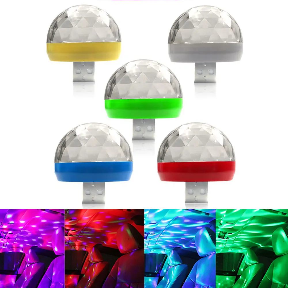 

USB Car Ambient Light DJ RGB Mini Colorful Music Sound Led Apple USB Interface Holiday Party Atmosphere Interior Dome Trunk Lamp