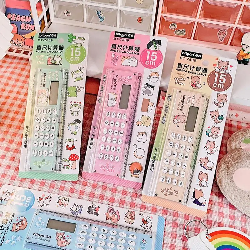 Personality Creative Ruler/calculator Dual-purpose Multifunctional Folding Portable Stationery For Small Fresh Students