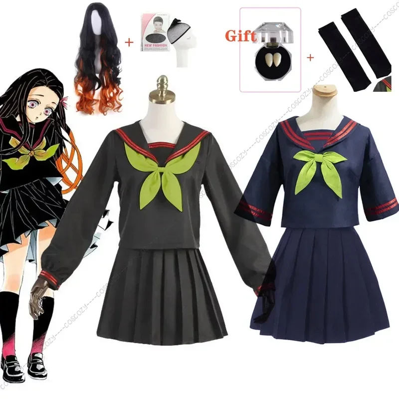 Аниме новый тип Nezuko JK костюм одежда модная школьная форма женский костюм моряка для девочек синие костюмы для косплея