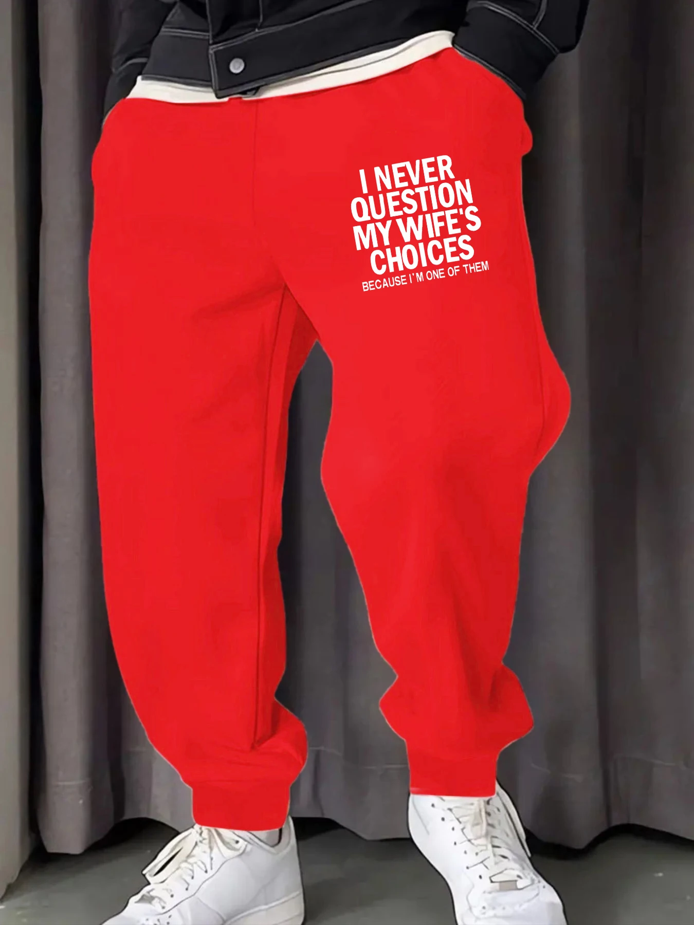 

Я никогда не вопросию на выбор жены Мужские спортивные штаны с забавными принтами Теплые бритвенные джоггеры Уличные длинные брюки Брюки в стиле хип-хоп с карманами