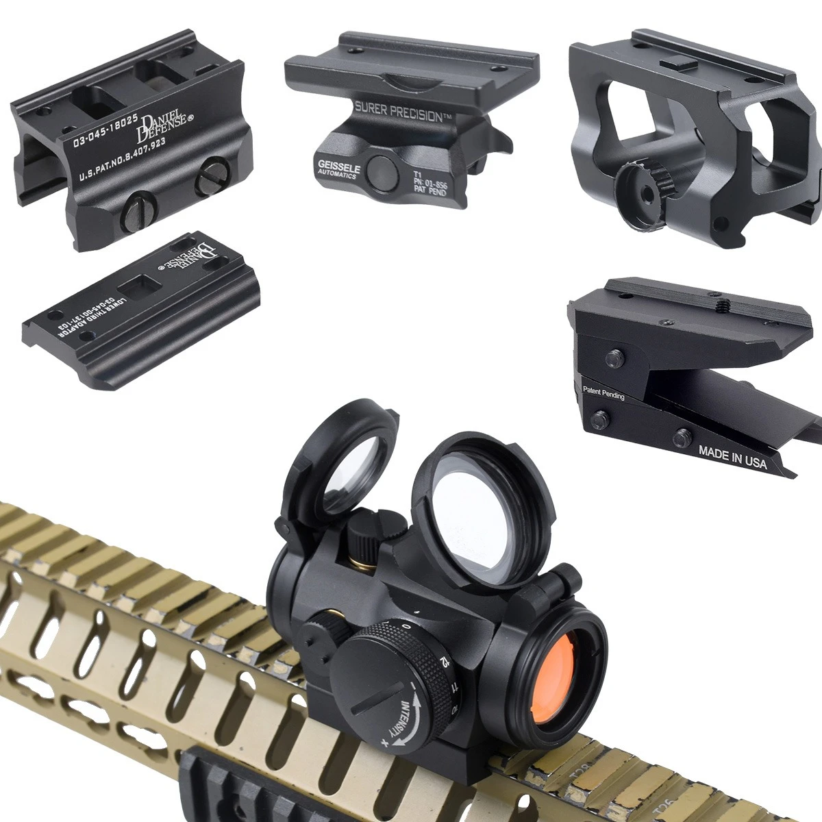 

Tactical Riser Mount 2MOA Red Dot Sight 1x22mm Reflex Sight Optics Red Dot T02 T01 Scope With 1.54/1.81/1.93/2.4 Riser Mount