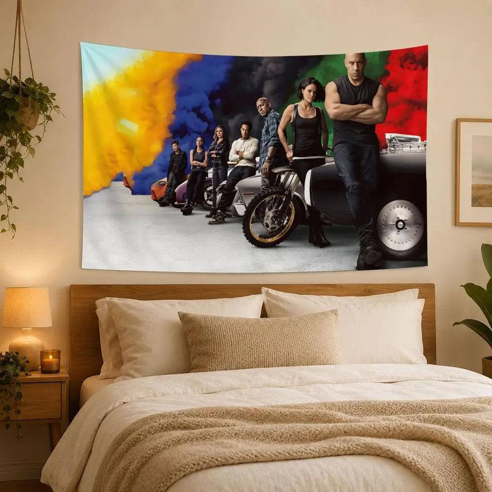 Fast And Furious Moive Tapestry House Bedroom Living Bar Garden Microfiber Decoration Background