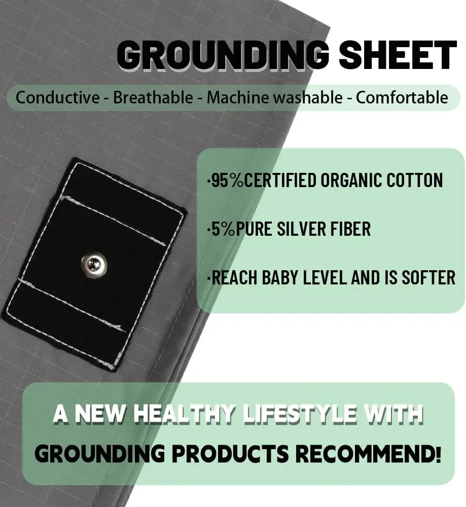 

Grounding Sheets,Grounding Sheets For Bed,Grounding Sheet With Grounding Cord - Materials Organic Cotton And Silver Fiber