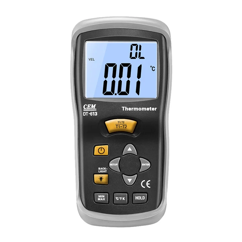 

DT-613 Thermocouple Thermometer Portable Industrial Digital Probe Thermometer Dual Channel K-type Thermocouple Thermometer