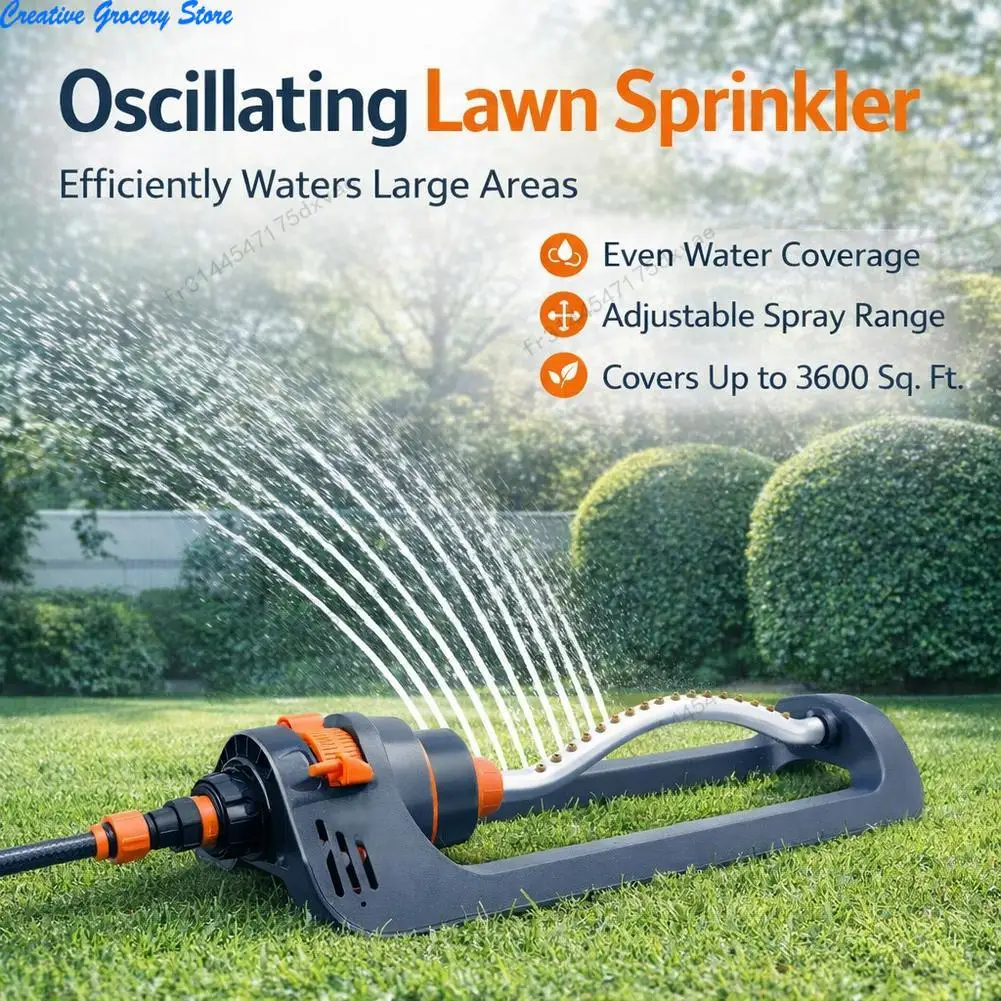 Arroseur de jardin oscillant automatique à 19 trous, pulvérisation d'eau multi-motifs, système d'irrigation réglable pour pelouse et jardin
