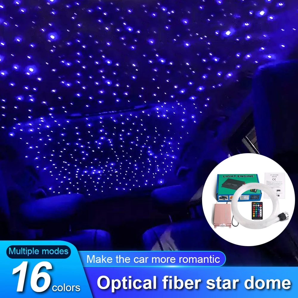 

16W Car Roof Star Light Fiber Optic Light Ceiling Star Lighting Kit 24 keys Remote Music Control Car Starry Sky Ceiling Lamp 12V