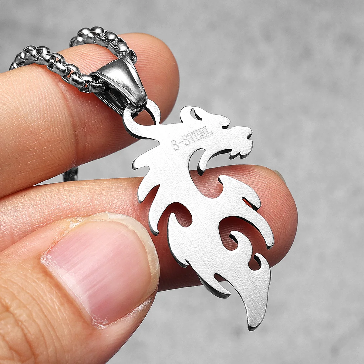 Dragon Pendants 316L Stainless Steel Men Powerful Amulet Necklaces Chain Punk Rock Trendy for Male Friends Jewelry Xmas Gift image 3