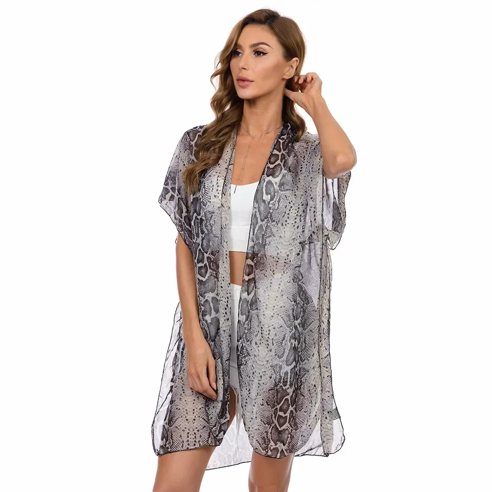 Beach Clothes Summer Chiffon Sunscreen Shawl Cardigan Bikini Blouse Seaside Holiday Leisure Fashion Beach Clothes  Summer  P2