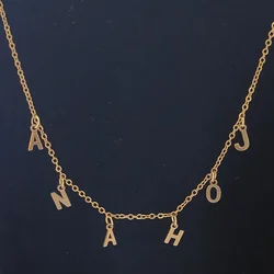 Women's customized name letter necklace, gold stainless steel personalized name necklace, minimalist jewelry