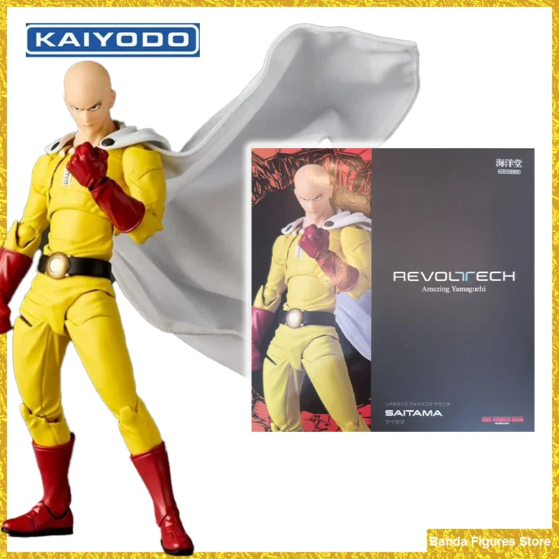 Original kaiyodo um soco homem saitama incrível yamaguchi revoltech saitama em estoque anime coleção de ação figuras modelo brinquedos