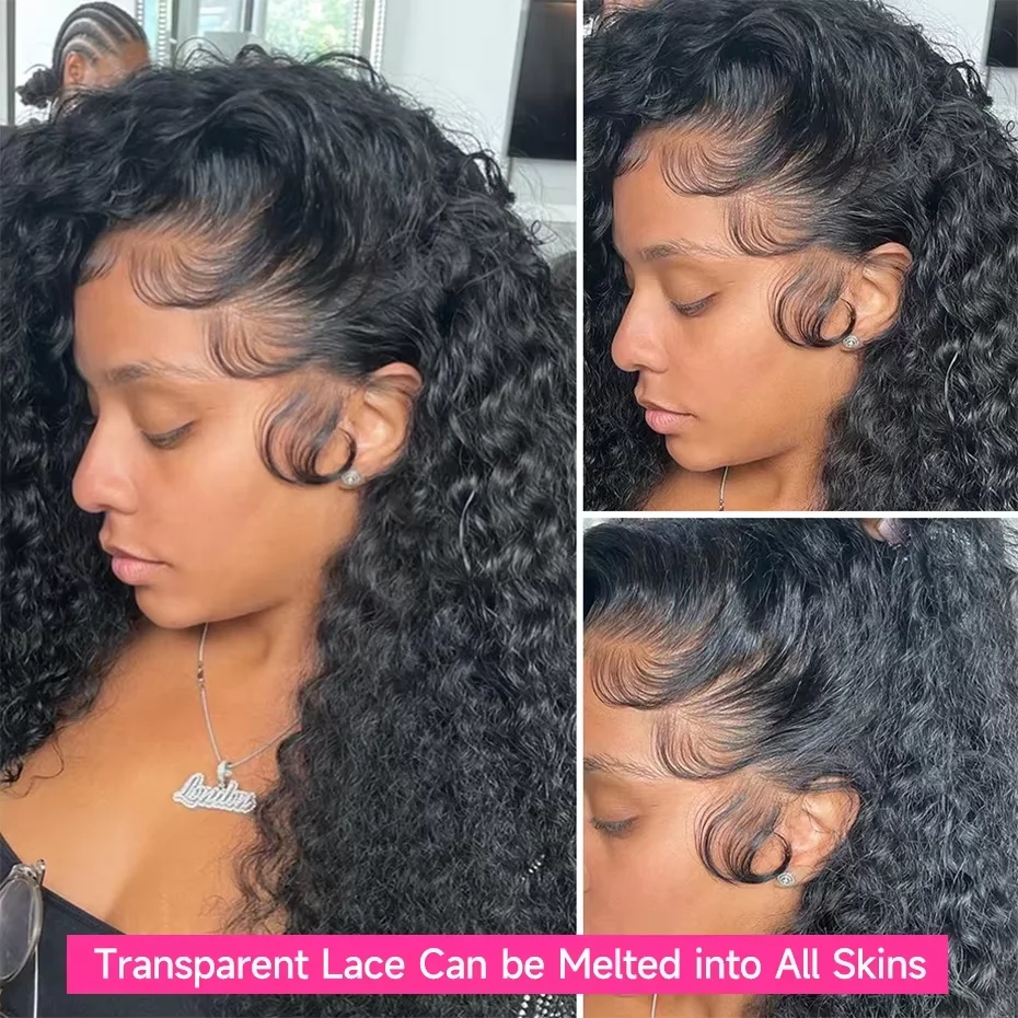 220% الكثافة 13x4 13x6 HD شفافة البورمية شعر بشري مجعد الباروكات 12A خصلات الشعر المستعار الإنسان مع نسيج نهاية حلزونية للنساء السود #4