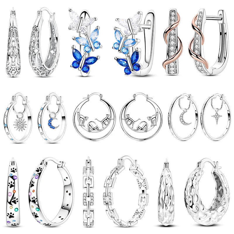 

Серебряные серьги-кольца 925 пробы для женщин Pendientes Cat Butterfly Star, оригинальные обручальные ювелирные изделия на годовщину, подарок