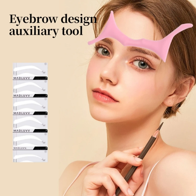 6 in 1 Silicone Eyebrow Aid Reusable Quick Stencil for Shape Eyebrows Eyeliner Eyeshadow Washable Drop Shipping