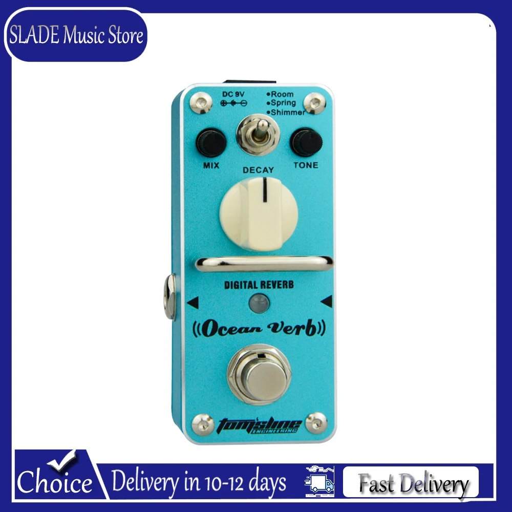 

AROMA Tom'sline AOV-3 Mini Single Effect Ocean Verb Digital Reverb Electric Guitar Effect Pedal with Guitar Parts True Bypass