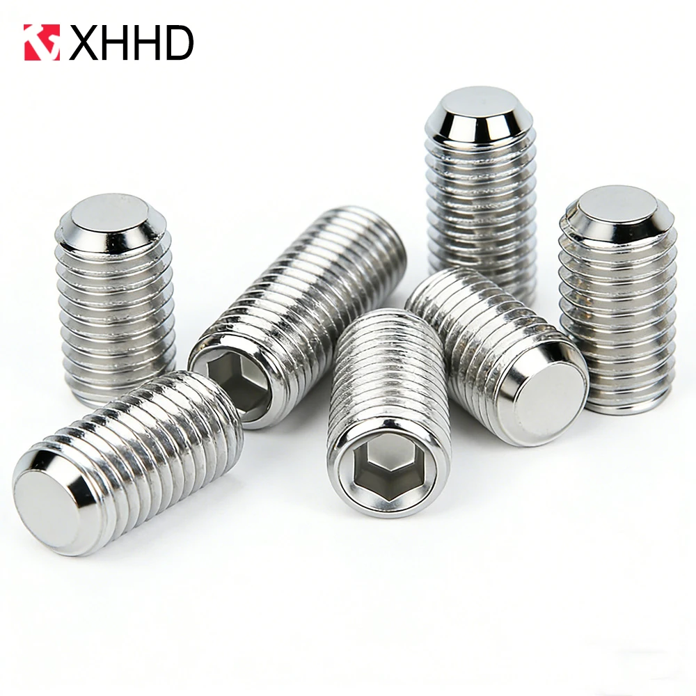 10/20/30/50pcs 304 Stainless Steel Allen Flat Point Grub Bolt M3 M4 M5 M6 M8 DIN913 Hex Hexagon Socket Set Screw