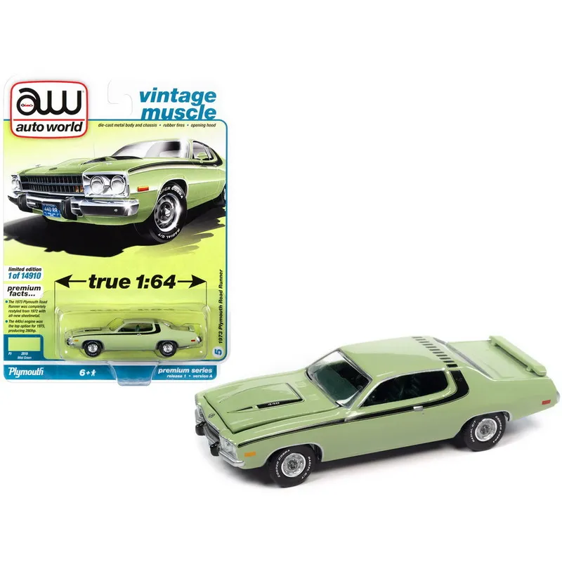 AW 1/64 AUTO World 1973 Plymouth Muscle Car Collection Die cast alloy trolley model ornaments