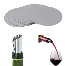 10Pcs Aluminum Foil Wine Pourer Film Flexible Drip Stop Pour Spouts Disk Round Leak-proof PET Pour Spouts Disk Drop Stopper