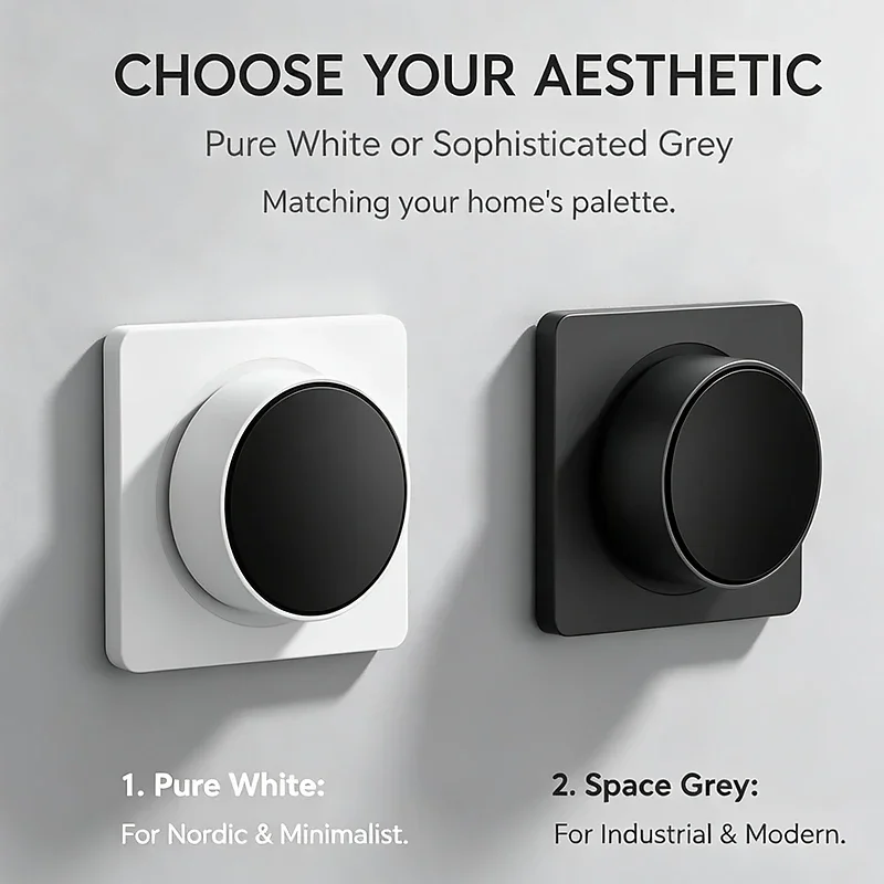 15W Magnetic Wireless Phone Charger for 86 Wall Box Detachable Round Charging Head Square Panel White Gray Home Interior