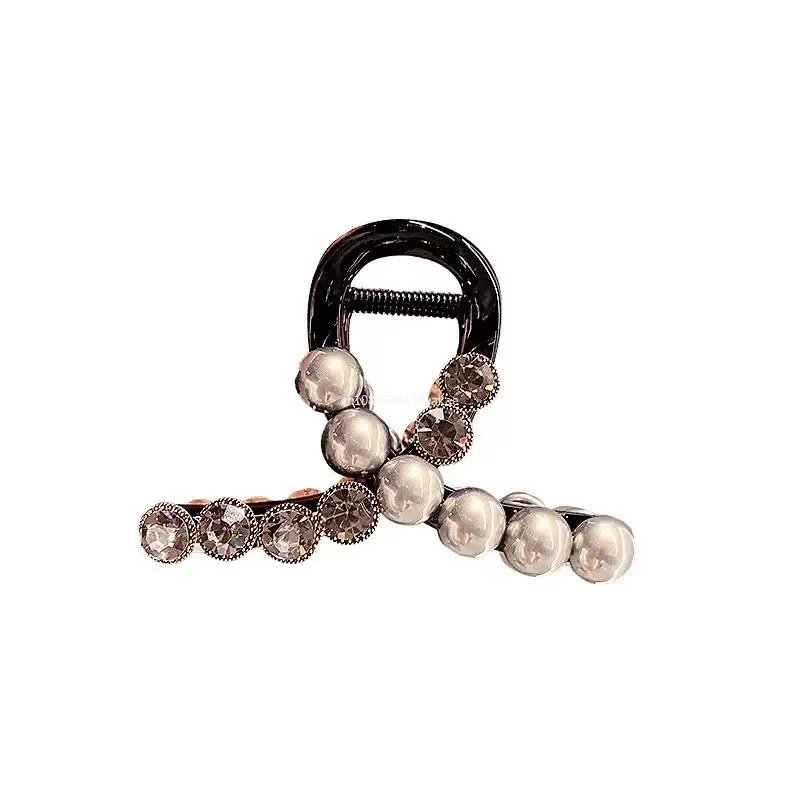 Pearl Hair Claw Woman Elegant Shark Clip Simple Ponytail Fixed Hairpin Claw Clip Fashion Hollow Out Hair Clip Akcesoria do włosów — zdjęcie 7