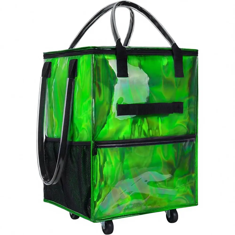 

Reusable Grocery Bag on Wheels, 70L Collapsible Shopping Cart, Multiple Pockets, 3-Way Carry System, Zippered Top, Heavy Duty Ha