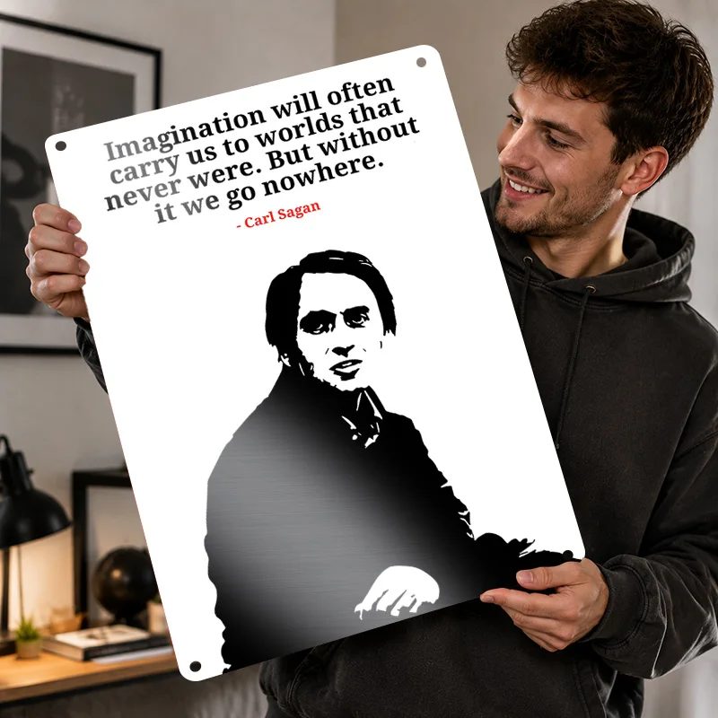 Carl Sagan Printed Posters Personalized Metal Sign Inspirational Leader Persona Wall Art For Academic Space And Legacy Admirers