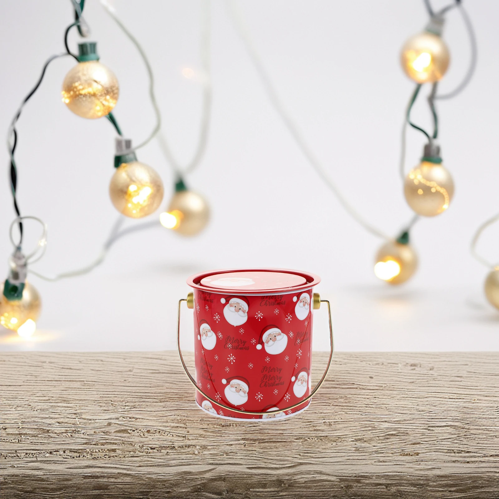 

Christmas Themed Buckets for Cookies Candies Empty Tinplate Containers Holiday Party Supplies Xmas Treat Storage Decorative