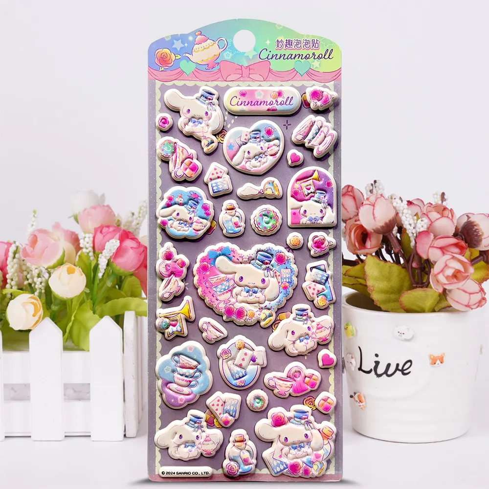 Autocollants 3D Cinnamoroll mignons, 1 à 4 pièces, autocollants 3D épais, autocollants décoratifs pour journal intime, cadeaux pour étudiants, cadeaux d'anniversaire