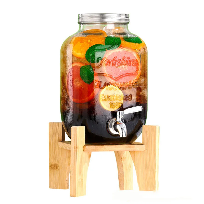 

Large Capaci Glass Cold Water Pot with Tap for Restaurant Beverage Dispenser Commercial Cola Buet Buffet Self-Service