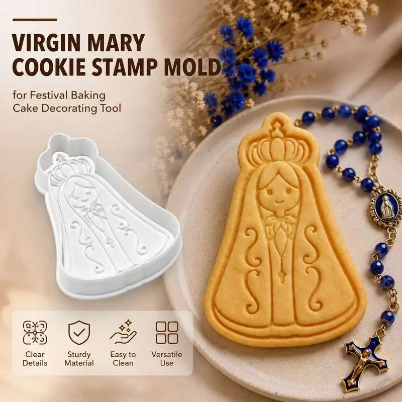 Virgin Mary Cookie Stamp Mold for Festival Baking Cake Decorating Tool
