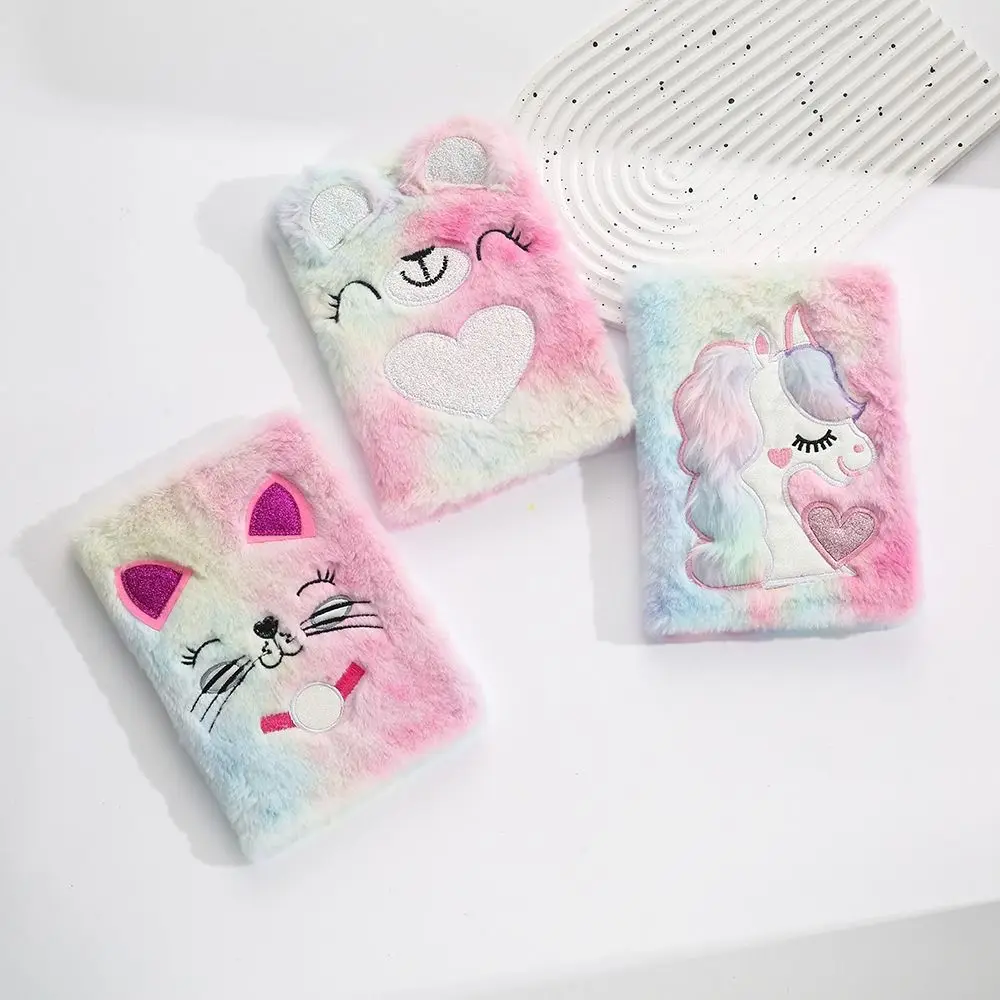 Diary Note Pad Embroidery Plush Notebook Daily Planner Hand Account A5 Furry Notebook Scrapbooking Journal Book A5 Kawaii Books