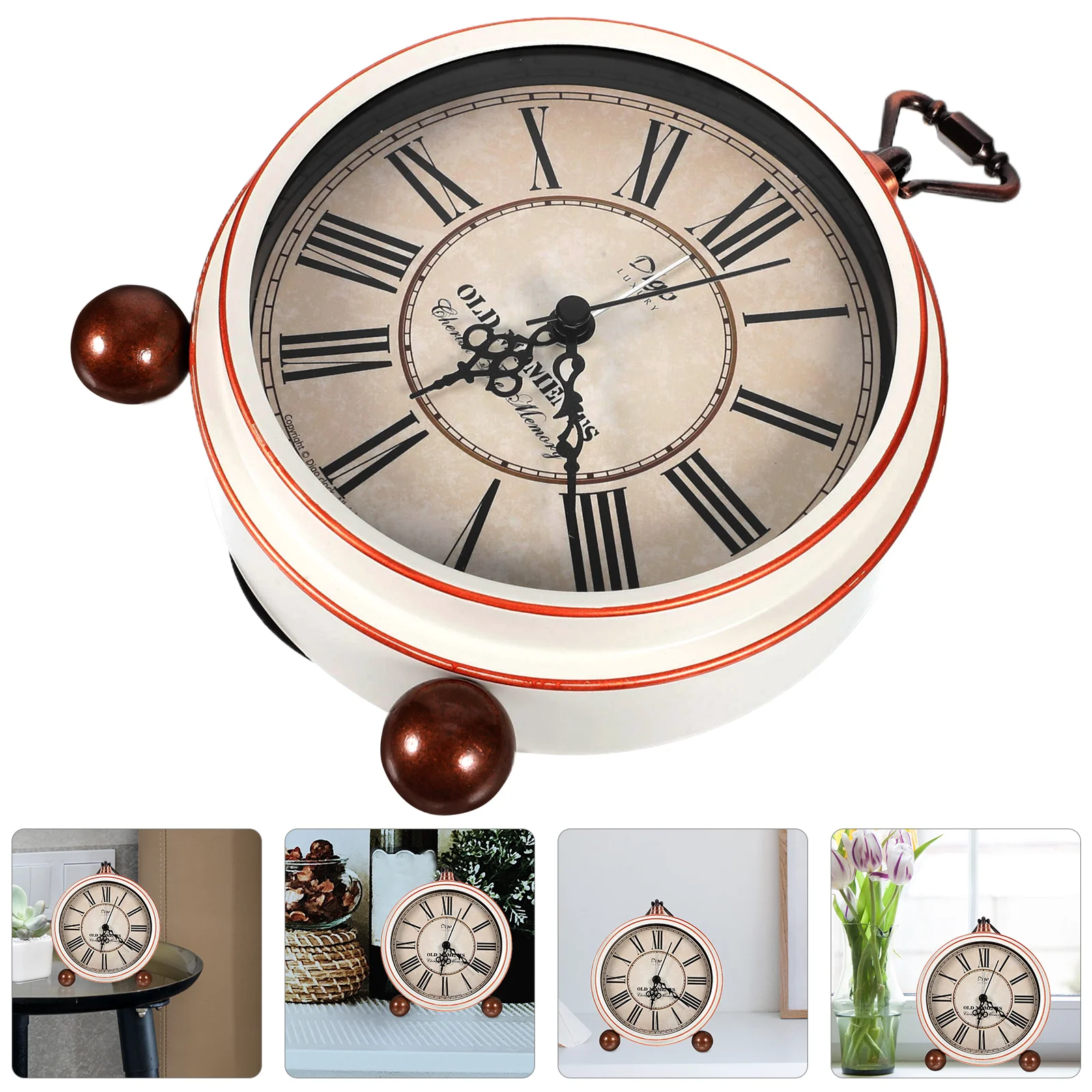 

1Pc Desktop Alarm Clock Retro Vintage Bedroom Alarm Clock for Students Kids Children Without (White)