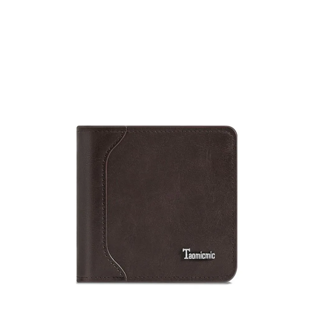 Eenvoudige zakelijke heren korte portemonnee Geldzak Casual mannelijke tweevoudige portemonnee Pu-leer Effen kleur Broekzak Dagelijks