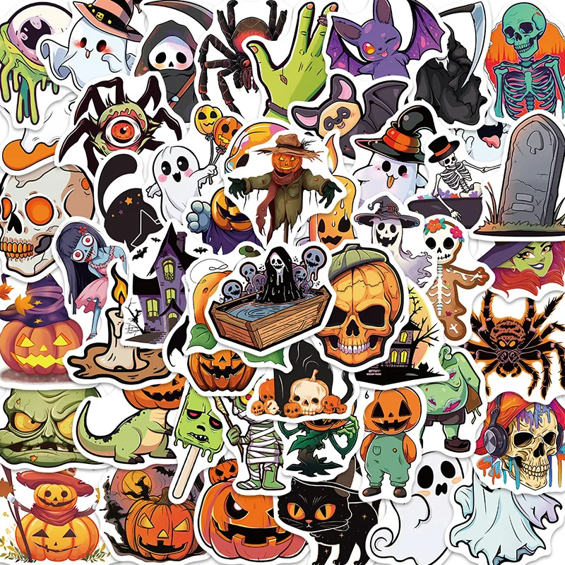 

50PCS Halloween Decorative Stickers Cartoon Halloween Graffiti Stickers For Personalized Guitar Notebook Suitcase DIY Waterproof