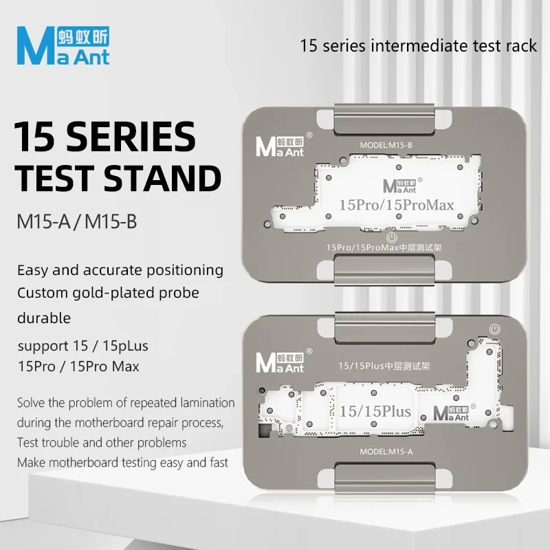 

MaAnt M15 Motherboard Layered Test Fixture For iPhone 15/15 Plus/15 Pro MAX Logic Board Frame Upper/Down Function Detection Tool