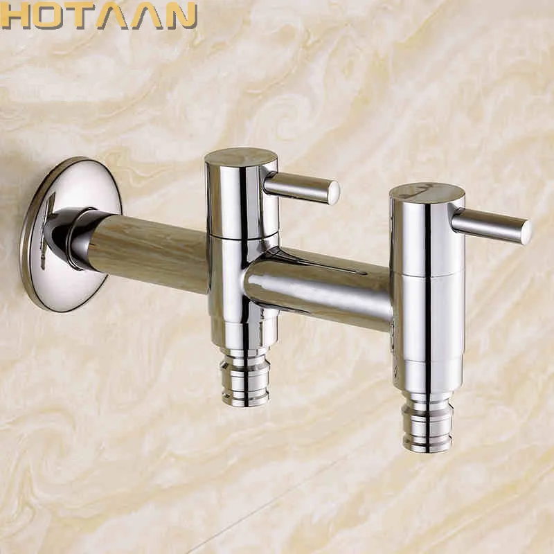 Brass Double Holder Dual Hole Garden Faucet Brief bib-cock Faucet Washing Machine Tap Copper Bibcock,Toilet Tap,Garden Faucet