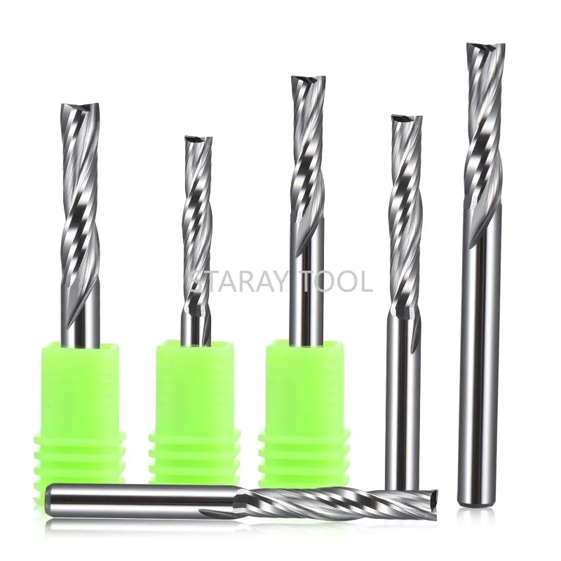 

3.175/4/5/6mm 3A TOP Quality Left Handed 2 Spiral Flute Bits, Down Cut Carbide Endmill, Left-Handed Spiral Cutter 10pcs