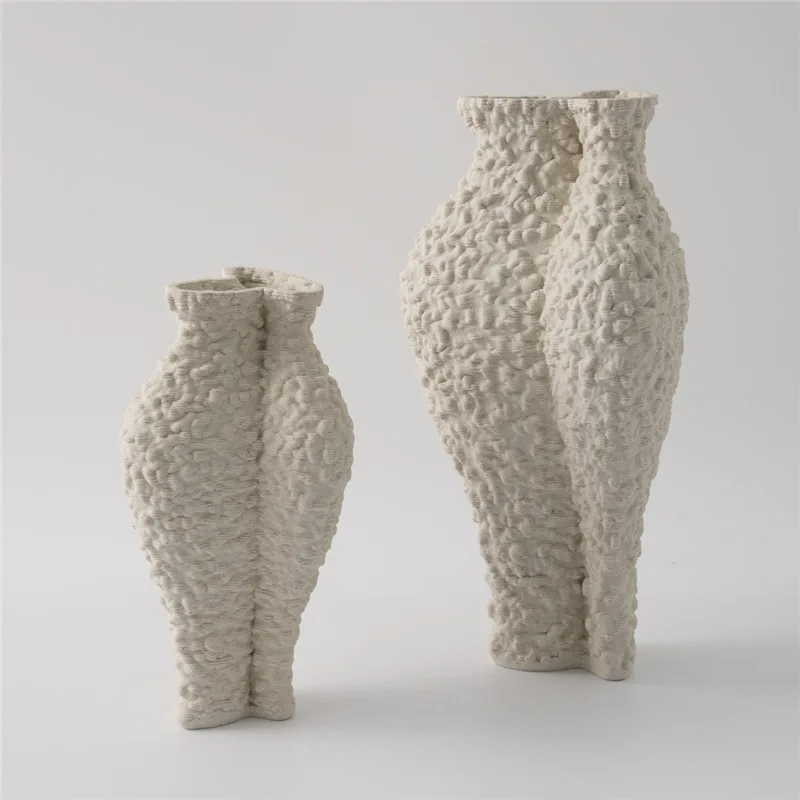 Creativo irregolare stampa 3D articoli di fiori in ceramica moderno semplice luce di lusso soggiorno ingresso decorazione vaso asciutto