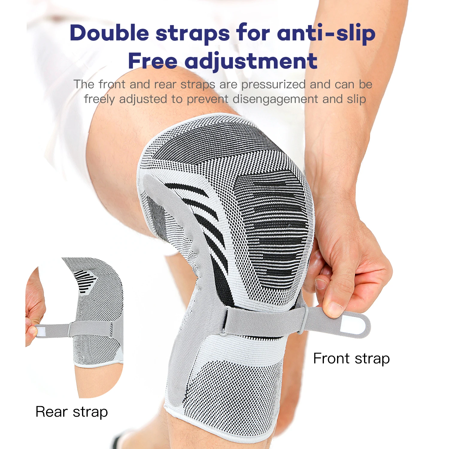 1PC Silicone Padded Knee Pads Supports Brace Basketball Fitness Meniscus Patella Protection Kneepads Sports Safety Knee Sleeves