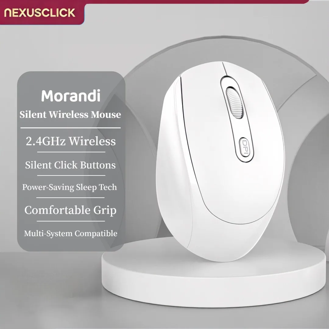 NexusClick Bluetooth Wireless Mouse,Silent Click Adjustable DPI Ergonomic Optical Mice,Battery Powered for Computer Office Gamer