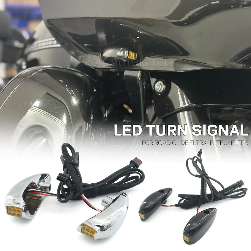 

NEW FOR Harley Road Glide FLTRX/ FLTRU/ FLTRK 2015-2023 Motorcycle Accessories LED Front Turn Signals Daytime Running Amber