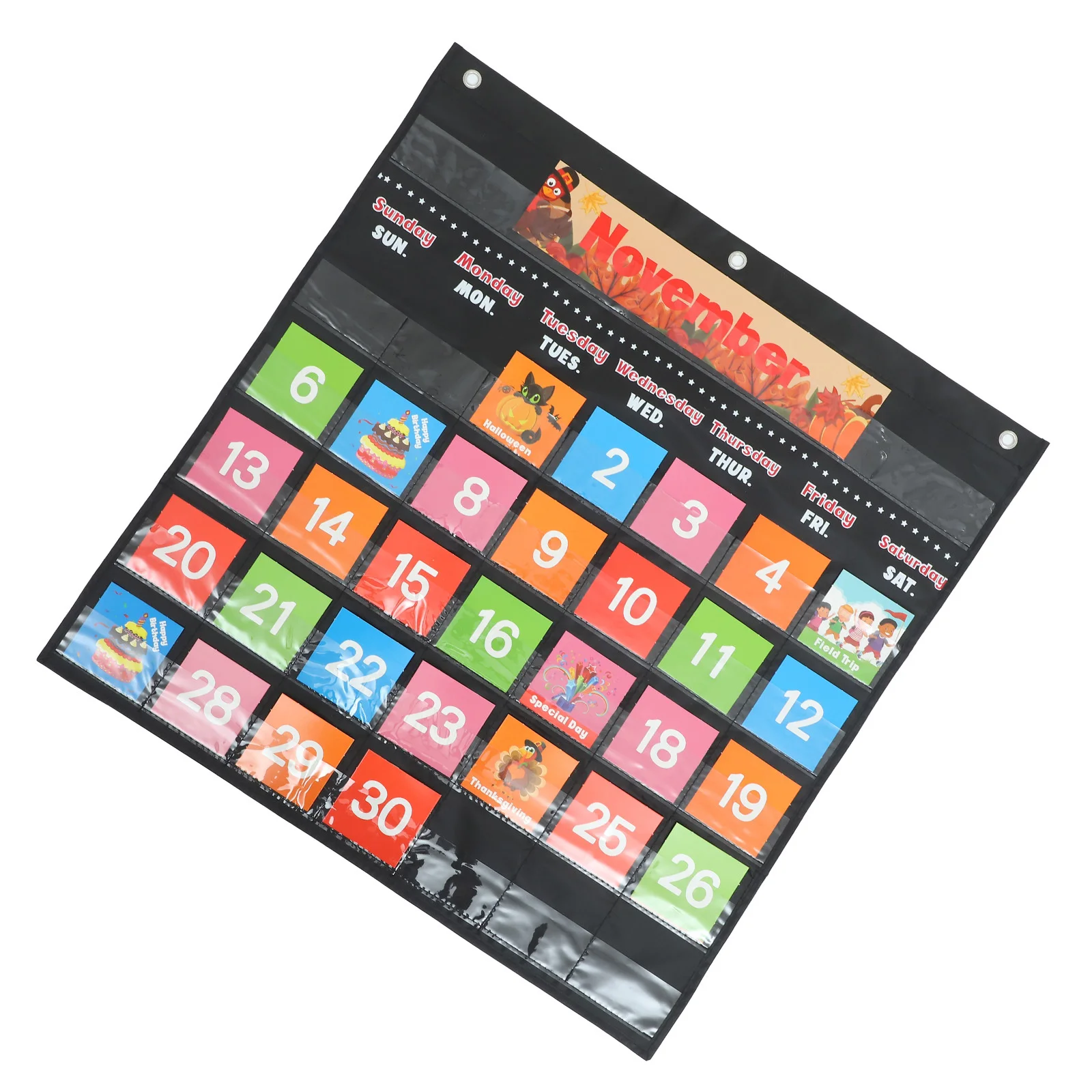 

1Set Wall Hanging Classroom Educational Calendar Teaching Preschool Kids 88 Cards Interactive Learning Visual Aid