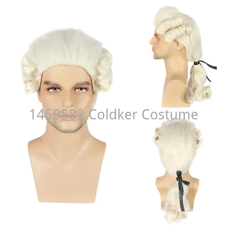 Judge Lawyer Baroque Cosplay Curly Wig for Christmas Holiday Halloween Party Costume Props Horns Cosplay