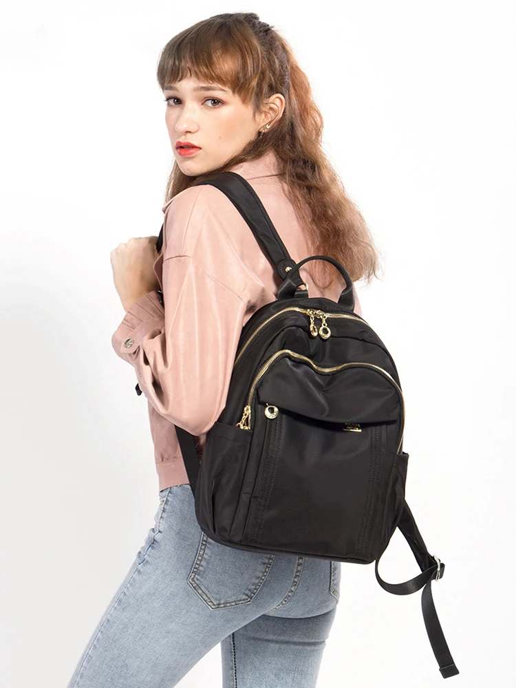 Epol Rucksack für Frauen 6013 neue solide lässige elegante Nylon Mode Multi-Pocket große solide Reiß verschluss Umhängetaschen 650-10