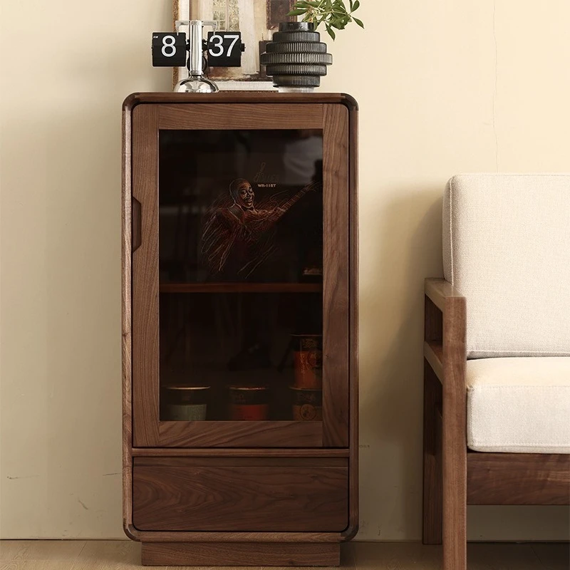 North American black walnut solid wood TV Standing Wine  High and low Dining side cabinet All solid wood Log North