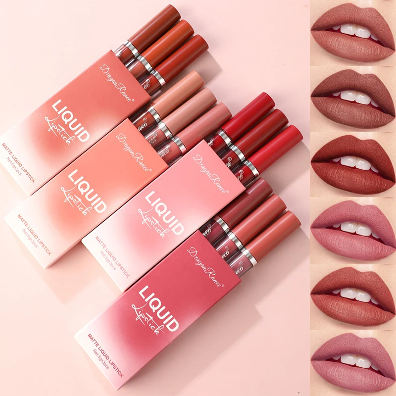 3 قطعة معجون الفول لون أحمر الشفاه مجموعة الحليب البرتقالي ماتي ملمع الشفاه عدة طويلة الأمد لون الشفاه الوردي مقاوم للماء مستحضرات التجميل ماكياج #4